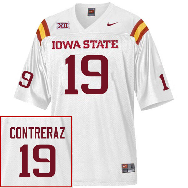 Men #19 Chase Contreraz Iowa State Cyclones College Football Jerseys Stitched Sale-White